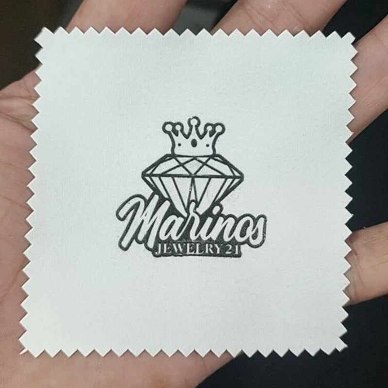 100pcs Emboss Custom LOGO 8*8cm Silver Polish opp bags Cloth for silver Jewelry Cleaner Blue Microfiber suede fabric material