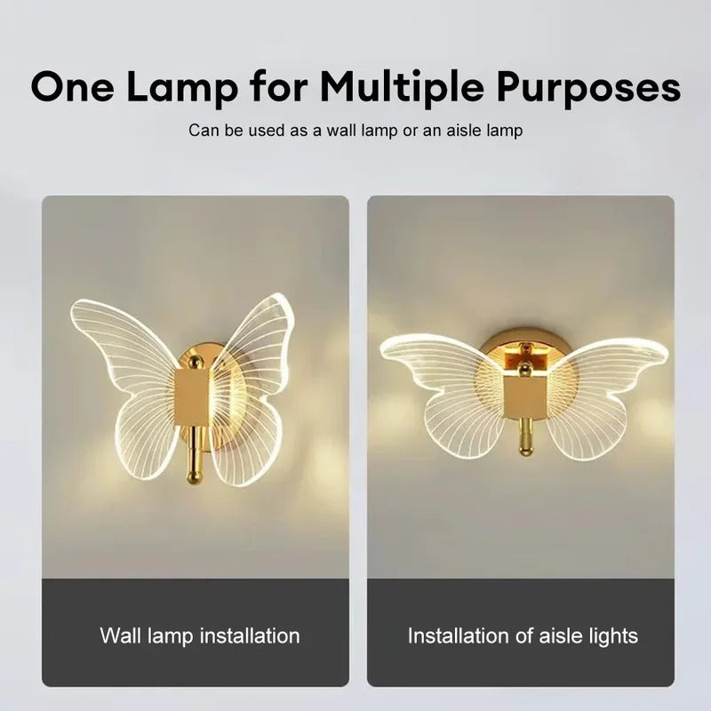 Butterfly Wall Lamp Corridor Lamp Modern Simple Creative Nordic Living Room Bedside Bedroom Lamp LED Indoor Lighting Decoration