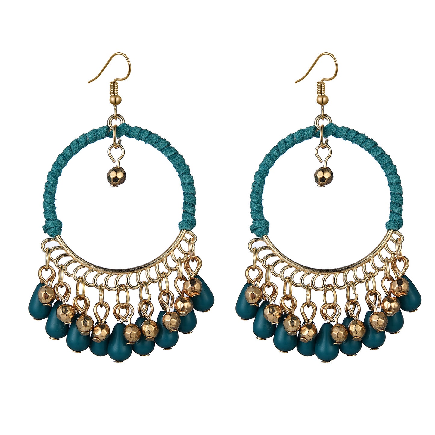 Ethnic Style Handwoven Earrings Bohemian Retro Round Water Drop Tassel Earrings
