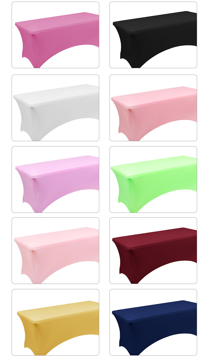 Elastic 6FT Rectangular Table Cover Full Coverage Tablecloth Outdoor Wedding Banquet Event Cocktail Fan-shaped Tablecloth Table Cover