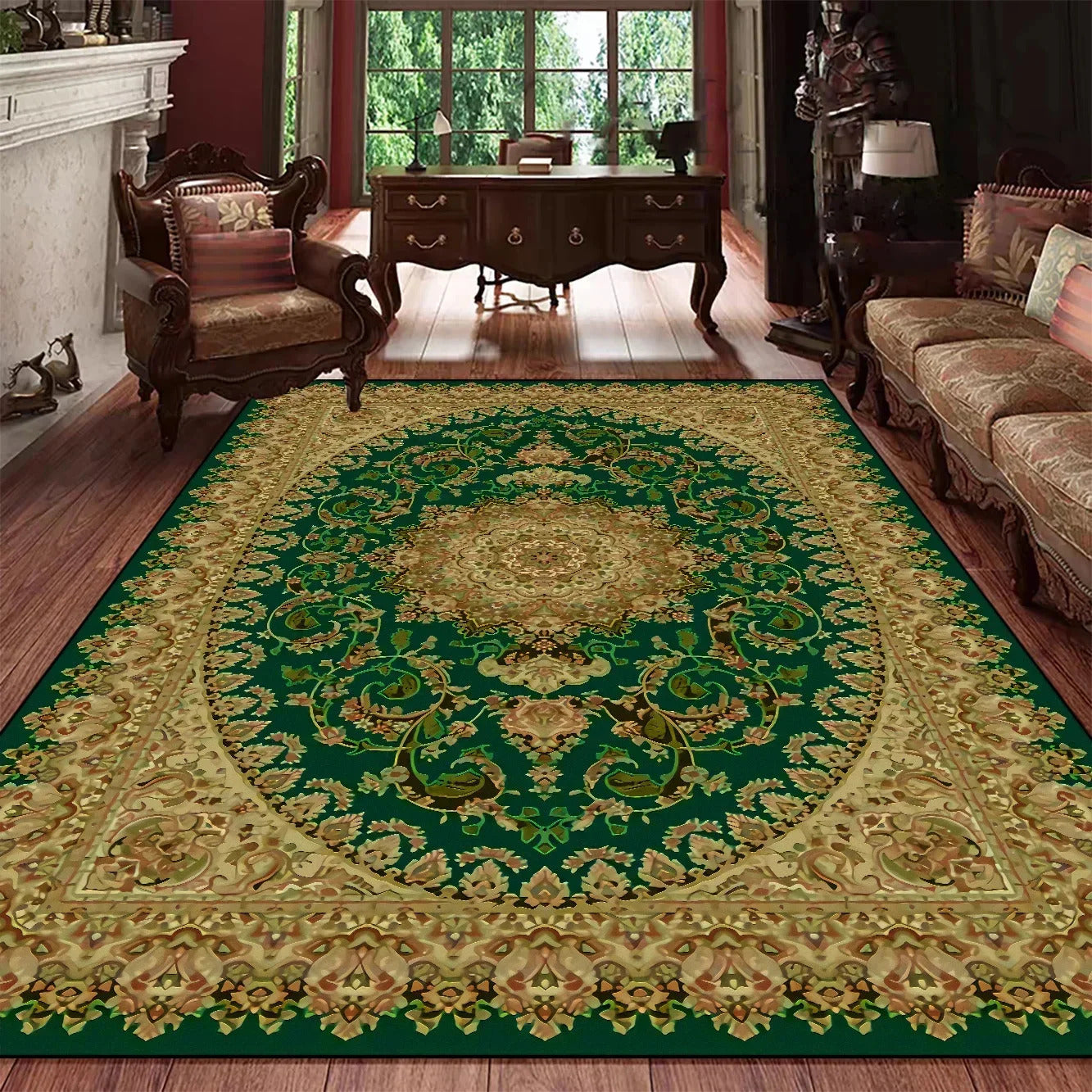 Vintage Bohemian High-end Luxury Carpet Retro Türkiye Persian Style Large Rug Classical Non Slip Washable Living Roon Floor Mat