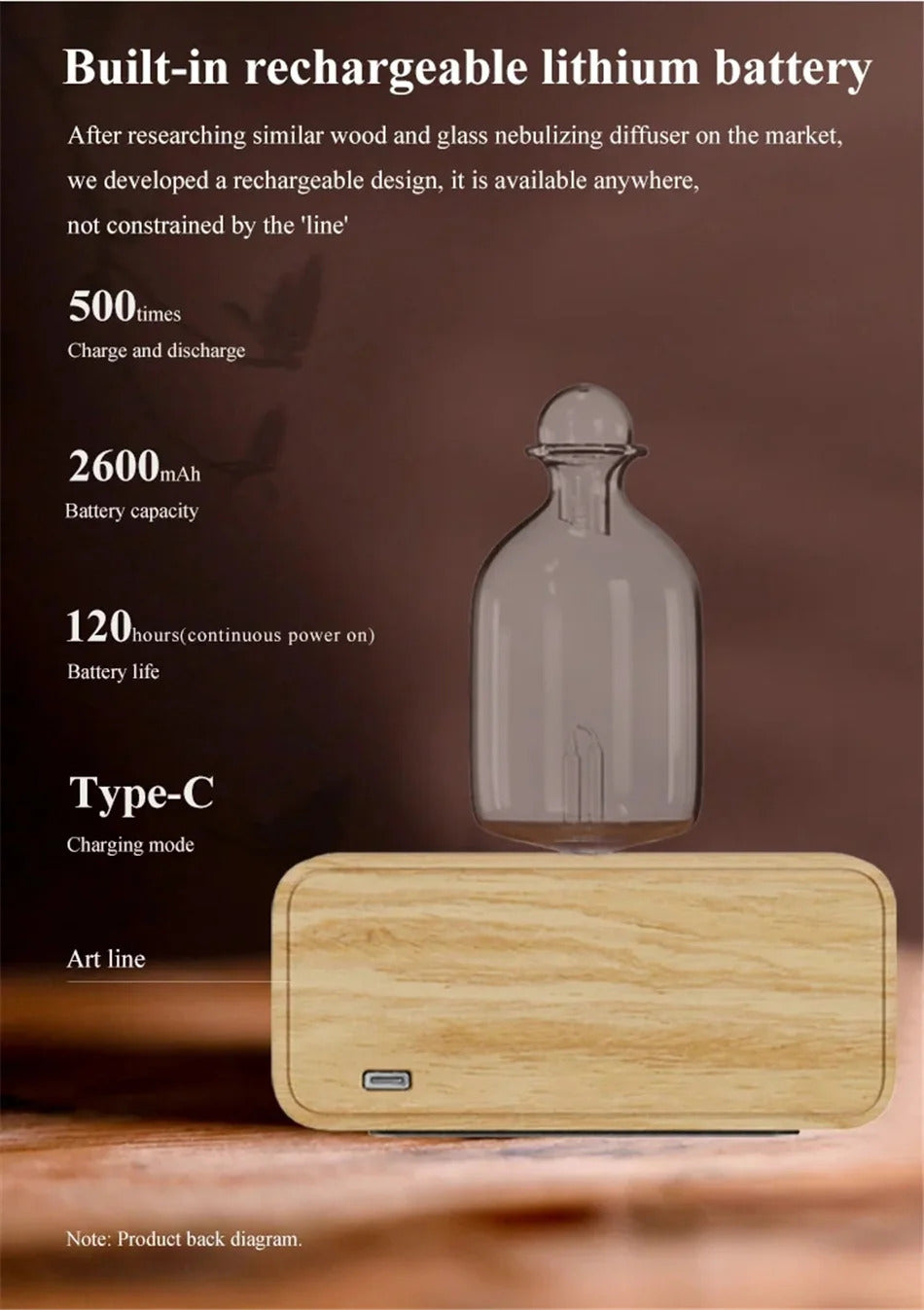 New Essential Oil Diffuser Waterless Operated Aromatherapy Diffuser for Home Office Wood and Glass Aroma Diffuser Scent Machine