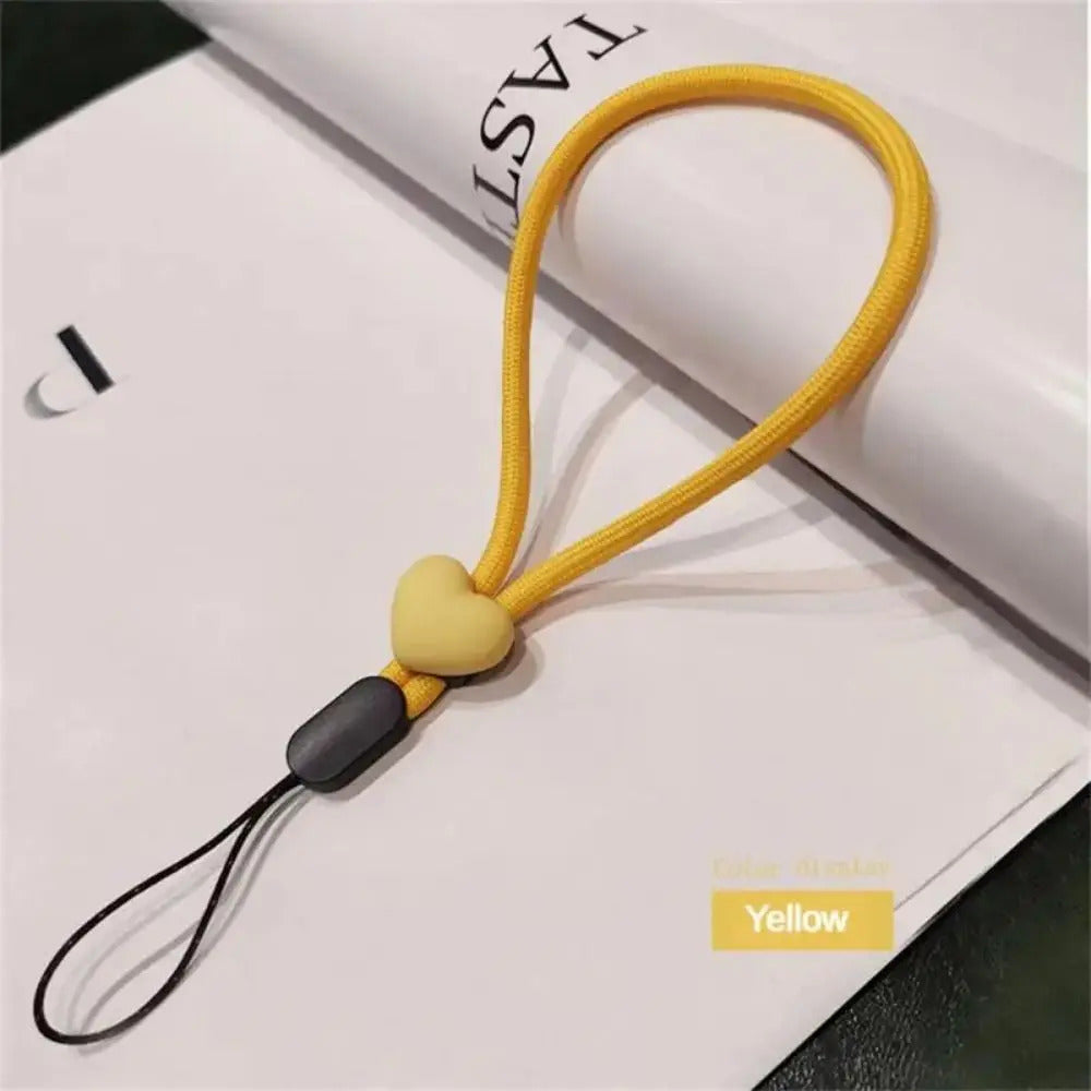 Solid Color Short Love Heart Hanging Rope Adjustable Mobile Phone Phone Strap Colorful Wrist Strap Elastic Mobile Phone Lanyard