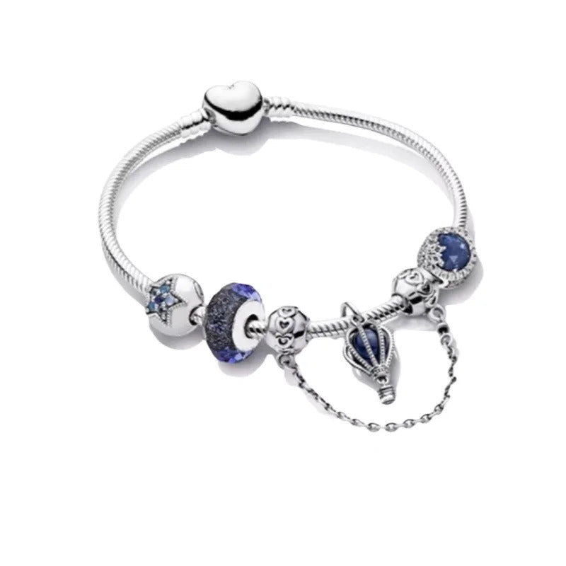 Luxurious 100%925 sterling silver original cute animal charm bead DIY set bracelet, high-end birthday gift jewelry for women