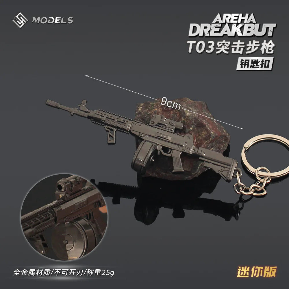 9cm Arena Breakout Gun Keychains Mini M110 Rifle Model Alloy Small Gun Toy Games Weapon Keychain Pendant Game Peripherals Gifts