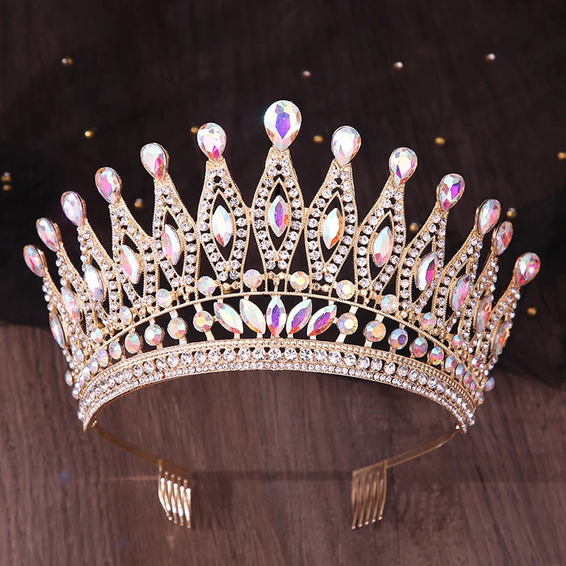 Royal Queen Purple Crown Big Diadem Bride Tiara Crowns for Women Bridal Wedding Party Combs Crown Hair Dress Jewelry Accessori