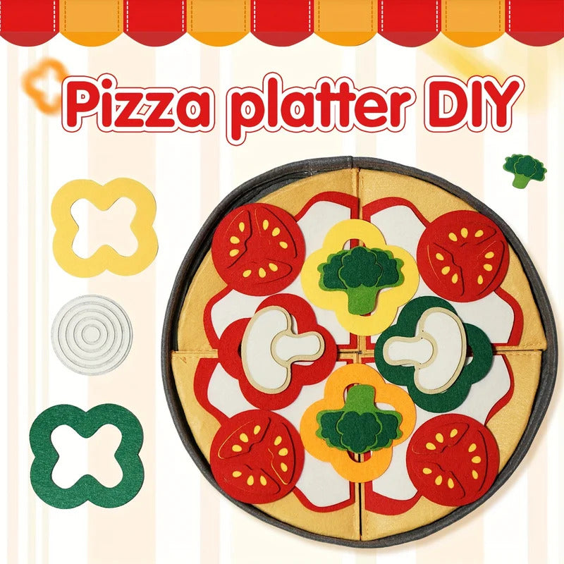 41-Piece/SET Felt Pizza Playset For Kids - Interactive Kitchen Toy Set  For Boys & Girls, Birthday Christmas Gift For Ages 3-6