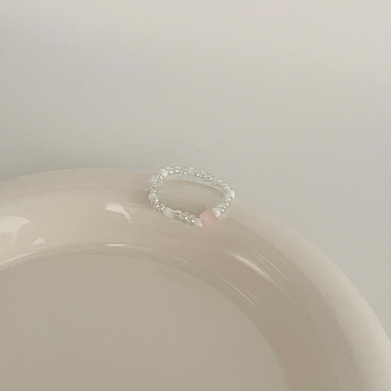 Color Crystal Beaded Ring Niche Design High-grade Finger Ring Light Luxury Elegant All-match Ring Accessories