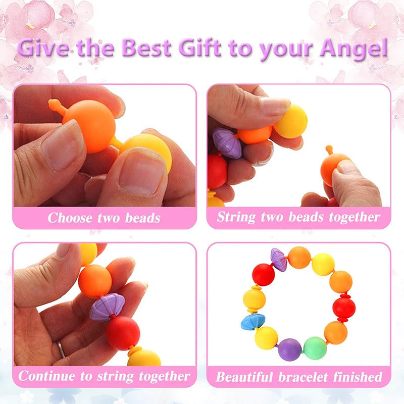 100pcs Pop Beads Children Girls Princess Jewelry Making Kit Creative Necklace Bracelet Rings DIY Ideal Christmas Birthday Gifts