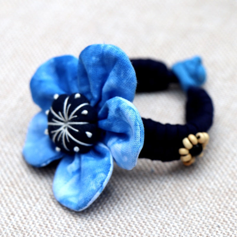 Blue Tie Dye Cloth Bracelet Dali Lijiang Hot Sale Hand-stitched Flower Fabric Bracelet Bracelet