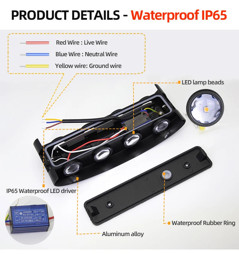 Aluminum LED Wall Lamp Waterproof IP65 interior wall light Up and Down Outdoor Garden Lights Bedroom Living Room Stairs Lighting