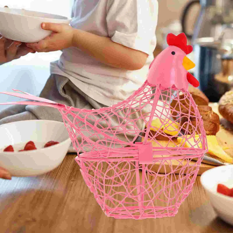 Iron Hen Shaped Egg Basket Kitchen Supply Home Garden Storage Baskets Eggs Container Household Wire Mesh Fruit ganizer