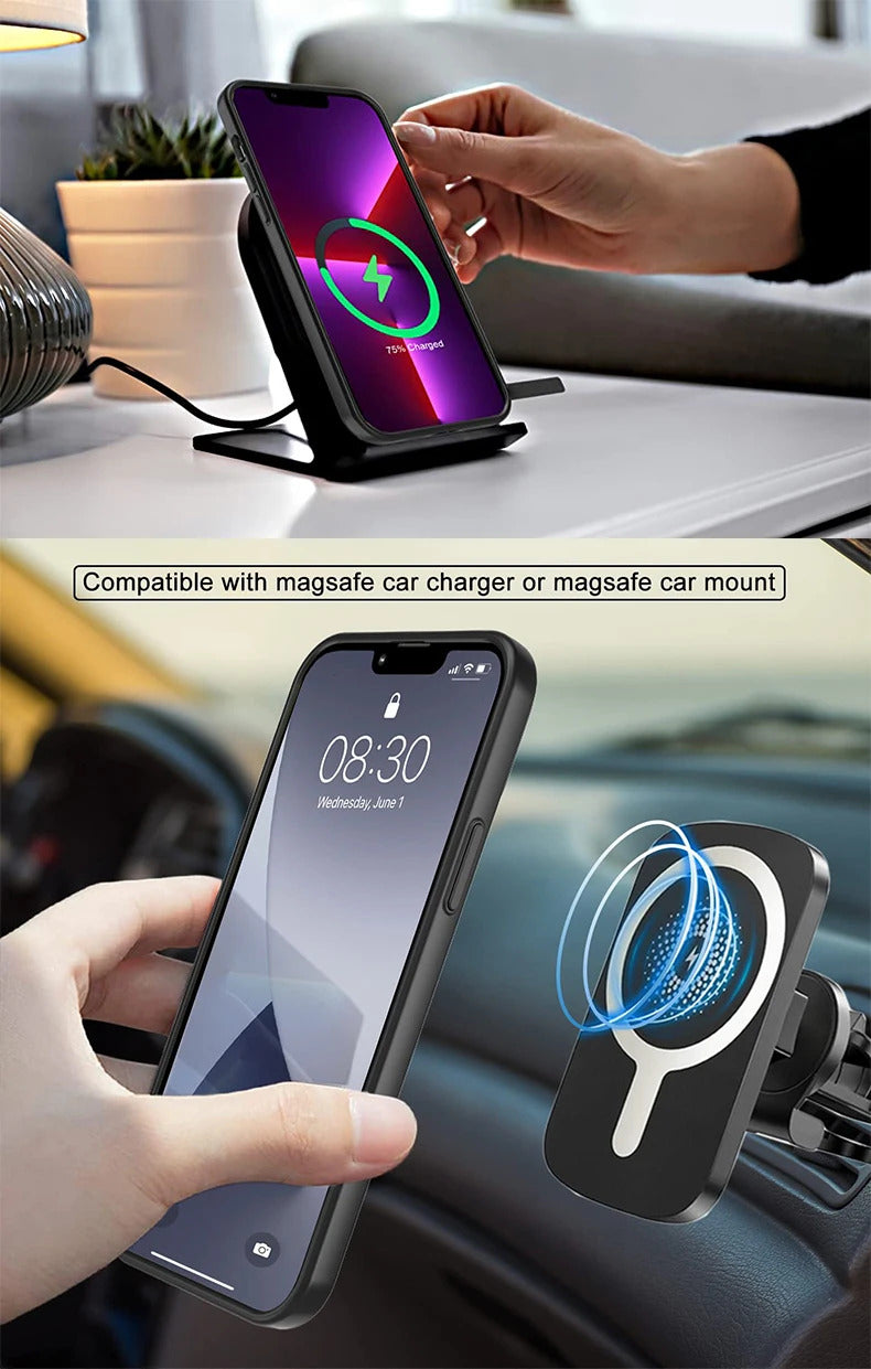 Magnetic Mobile Phone Case with Stand for iPhone 16 14 Plus 15 13 Pro Max 12 11 Cases Protective Apple Cover with Kickstand