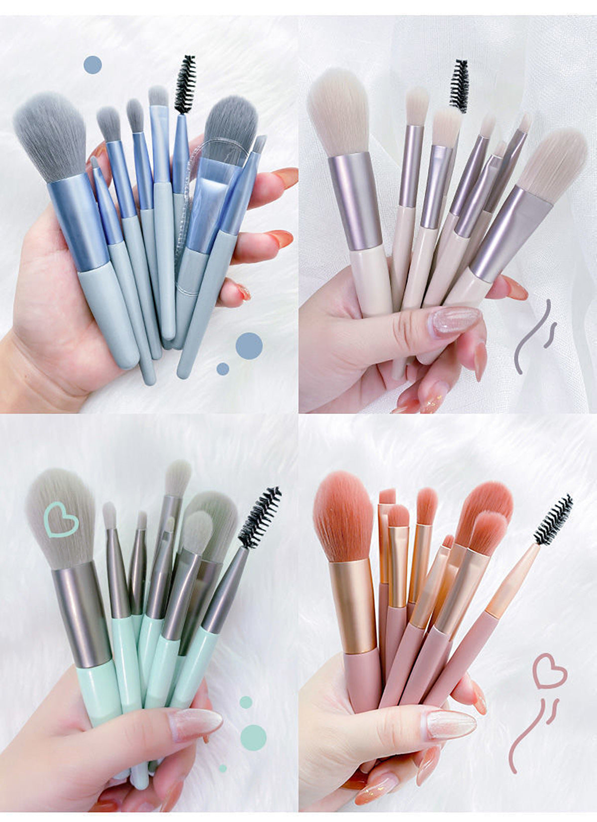 Makeup Brush Full Set of 8 Beginner Travel Brushes Eye Shadow Brush Blush Brush Convenient Full Set of Makeup Tools Brushes