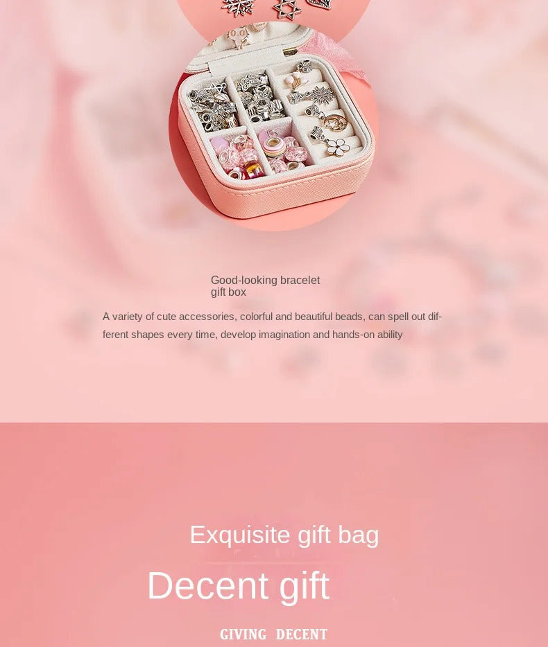 DIY Beaded Bracelet Set with Storage Box for Girls Gift Acrylic European Large Hole Beads Handmade Diy Jewelry Making Kit