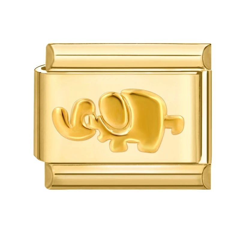 Fashion Pet Heart Flowers Sun Moon Zircon Gold Color Italian Charm Links Stainless Steel Fit 9mm Bracelet Jewelry DIY Making