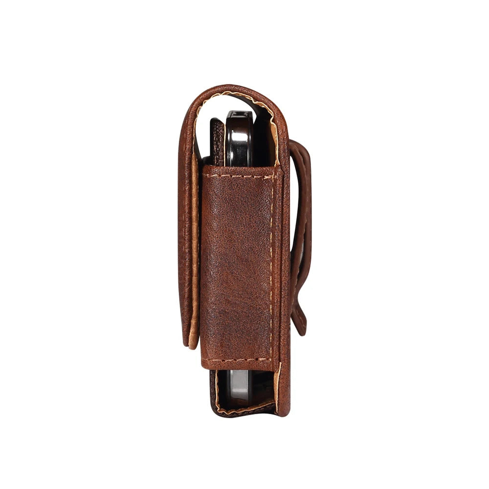 Universal Leather Mobile Phone Waist Bag For iPhone 15 14 13 12 Pro Max Samsung Huawei Xiaomi Men Belt Clip Cover With Card Slot