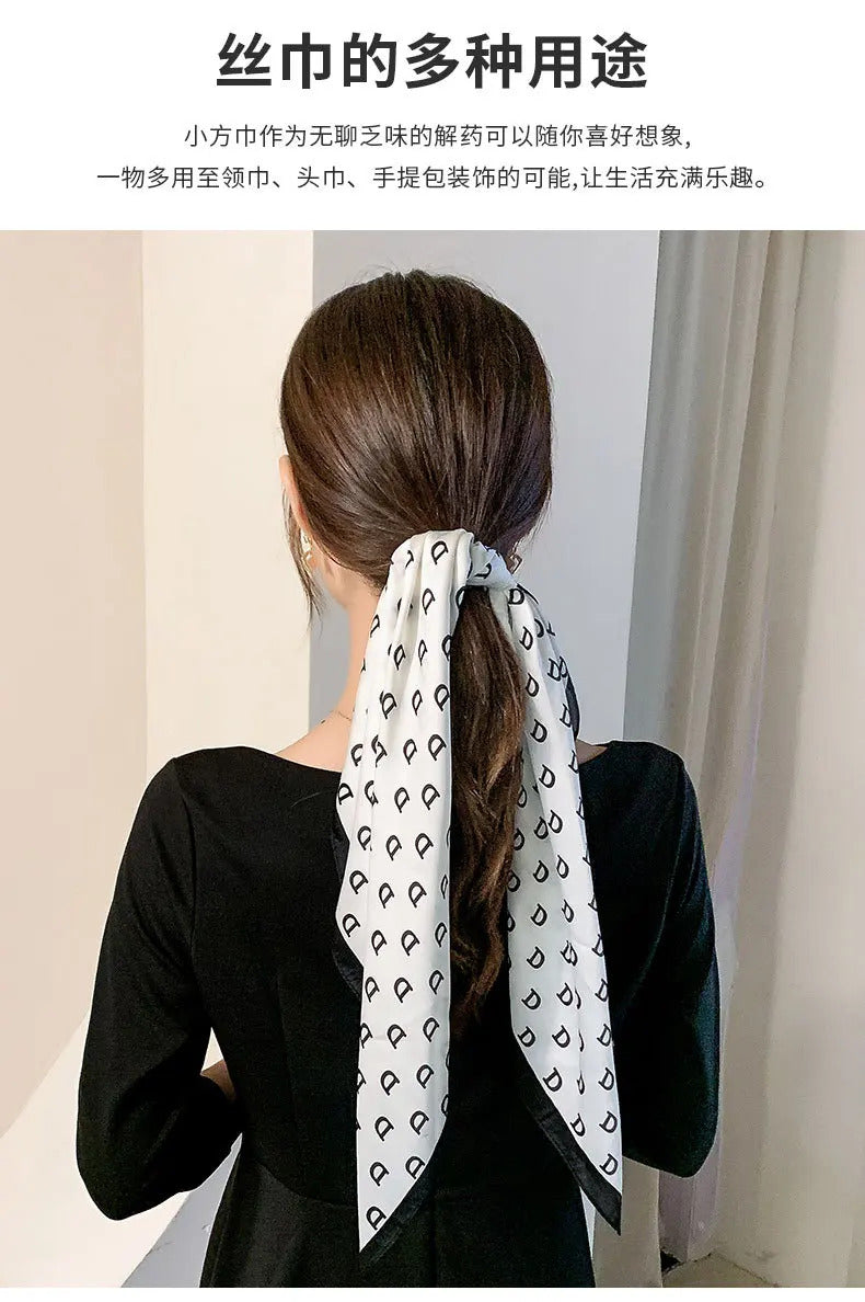 Luxury Popular Stripe Square Silk Scarf Women Headcloth Four Seasons Sunscree Fashion Letter Silk Scarves bandanna foulard