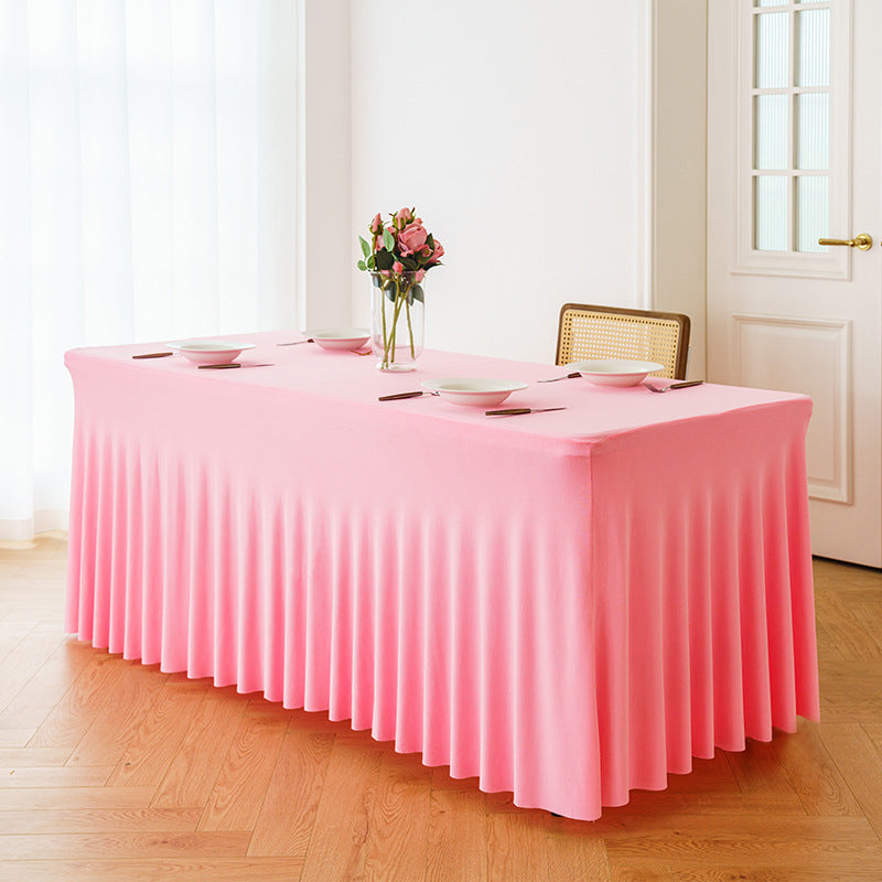 Elastic Table Cover Wedding Banquet 6FT Sun Skirt Rectangular Hem Hotel Party