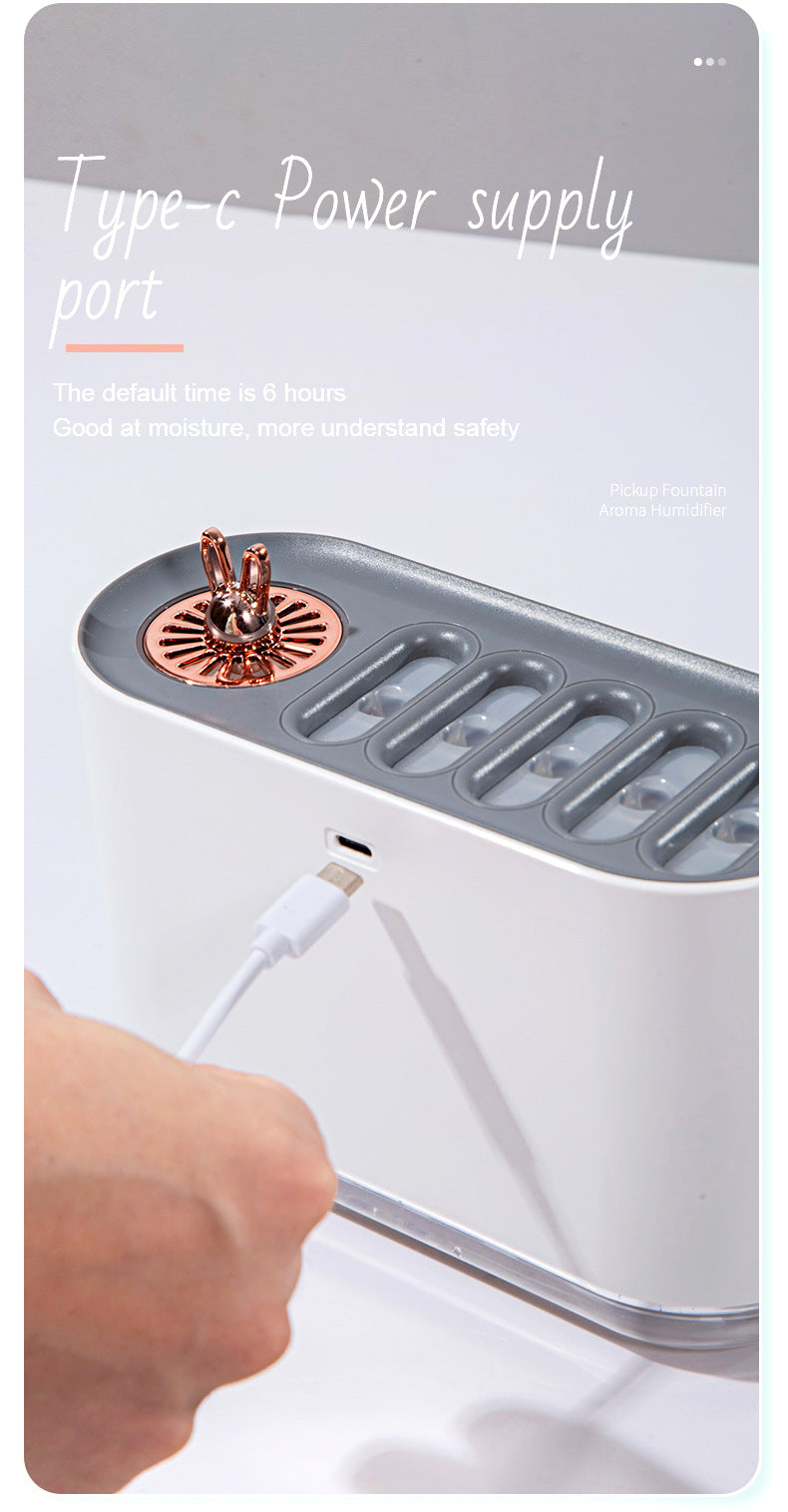 Air Humidifier for Home, Silent Bedroom Five-Hole Spray Aromatherapy, Creative Dynamic Colorful Sound-Controlled