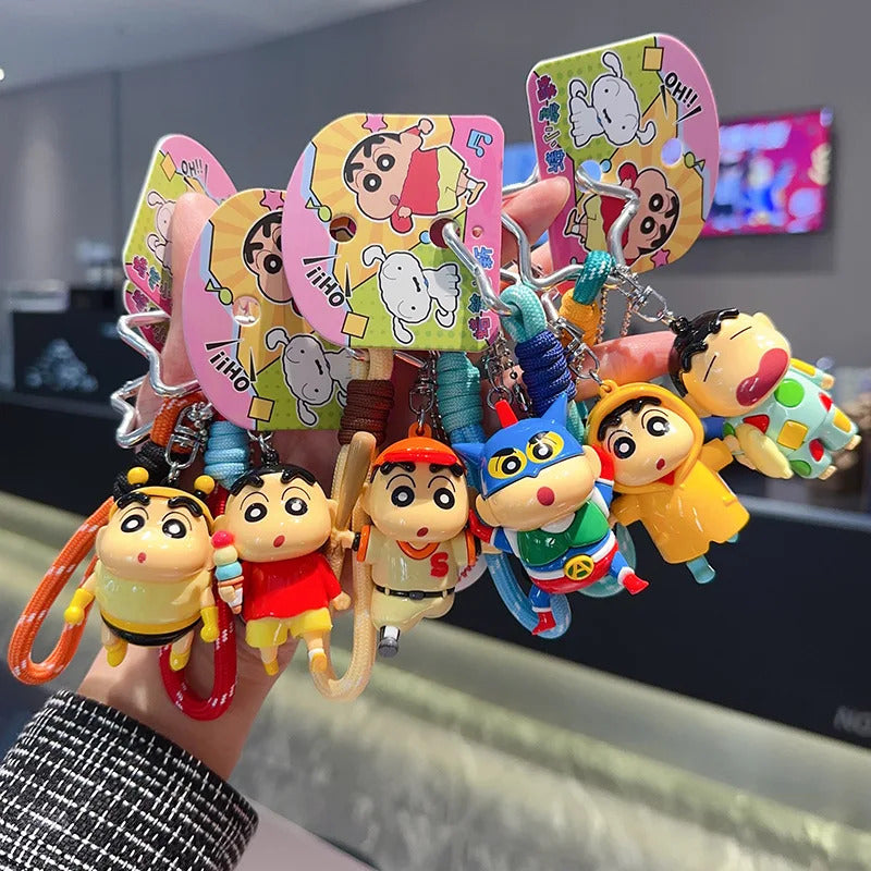 Anime Crayon Shin-Chan Classic Cute Shape Keychain Doll Car Key Chain Couple Backpack Hanging Ornament Birthday Pendant Gifts
