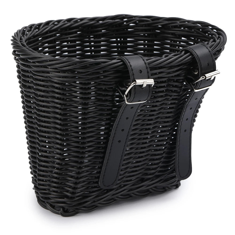 Bicycle Front Basket Adjustable Traditional Bicycle Basket Waterproof Hand Woven Bike Basket Vintage Gift for Colleagues Friends