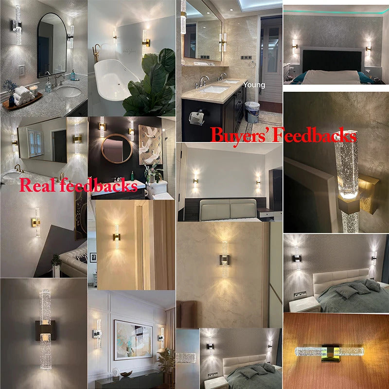 Nordic Bubble Crystal Wall Lamps Bathroom Dresser Living Room Bedroom Wall Sconces Mirror Lamp Indoor Lighting Home Decor Lustre