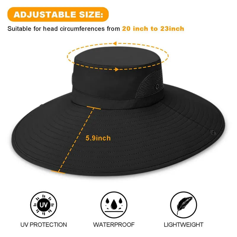 Men Women Wide Visor Brim Hat Boonie Bucket Cap Summer Fishing UV Sun Protection Breathable Caps