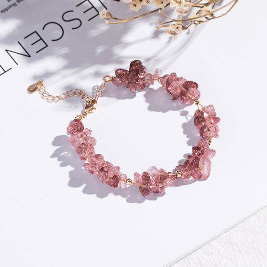 Bracelet Female Star Moon INS Niche Design Jewelry Strawberry Quartz Student Gift Minimalist Style Elegant Bestie Style Forest Series