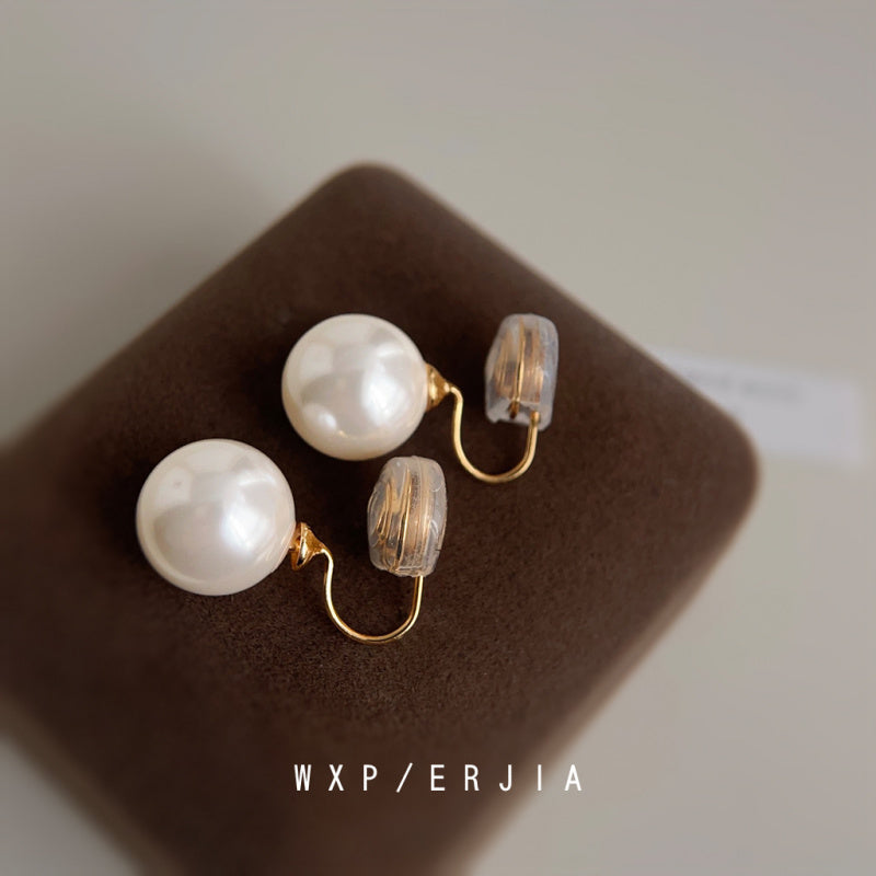 Pearl Mosquito-repellent Incense Plate Ear Clip Plated with 18K Gold High-grade Simple Painless Earrings