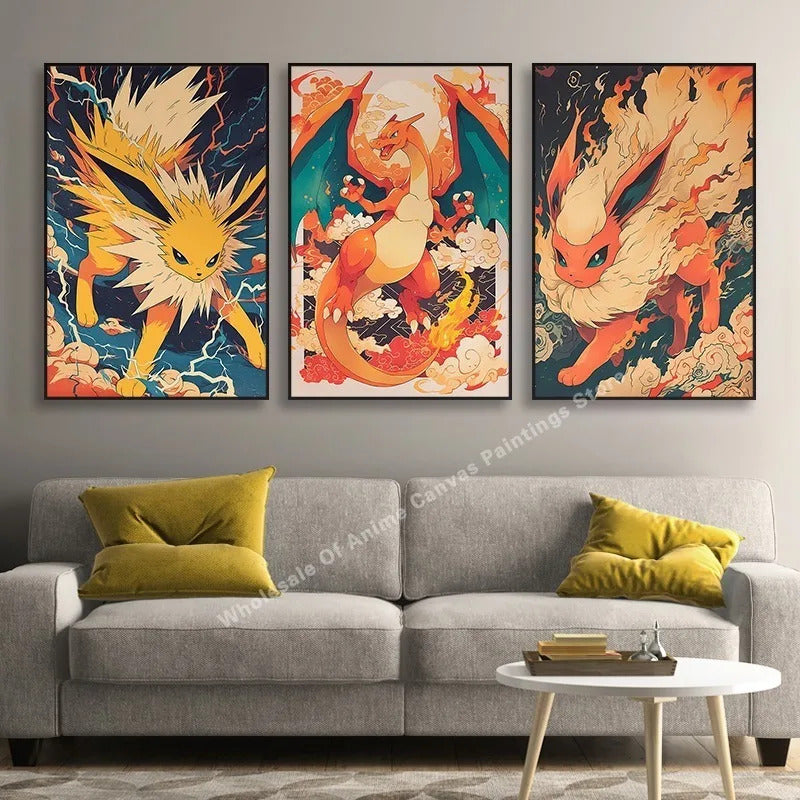 PokeMon Decorations PokeMon PokeMon Pikachu Hanging Paintings Children's Room Cartoon Anime Mural