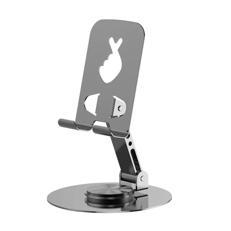 Adjustable Cell Phone Stand, Aluminum Desktop Cellphone Stand with Anti-Slip Base and Convenient Charging Port