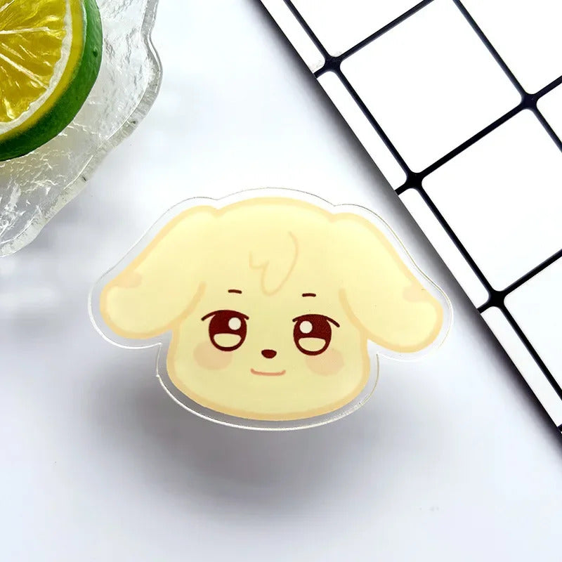 KPOP A-TEEZ Cartoon Figures Acrylic Phone Stand Cute Bear Cat Rabbit Folding Bracket Retractable Mobile Phone Holder Fans Gifts