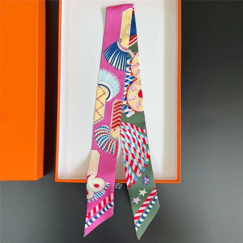 Brand Design Twill 100% Silk Scarf Luxury Fashion Scarf Women Foulard Skinny Bag Scarves New Hot Neckerchief Hair Headband