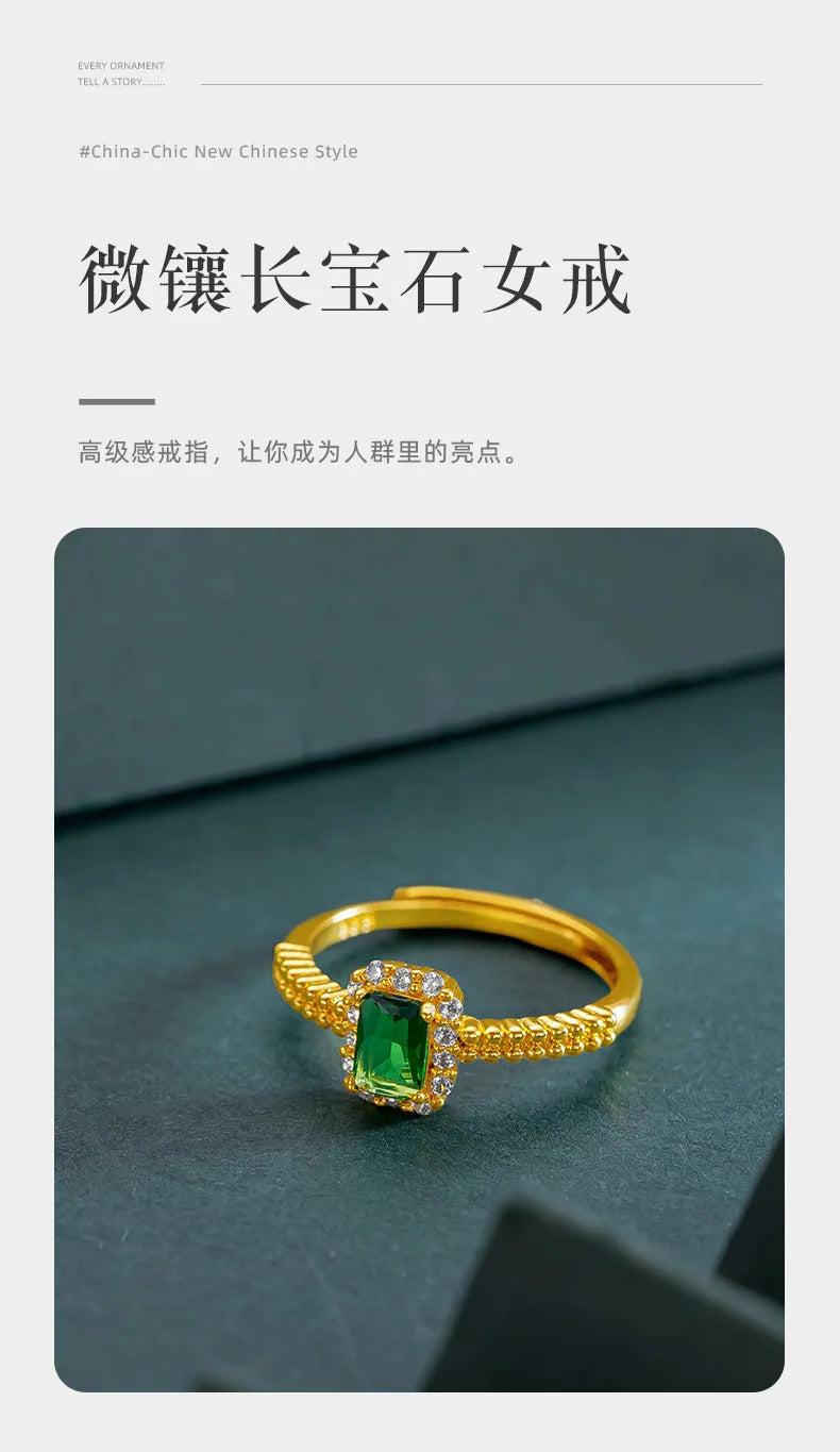 9999 24K  real gold store, same gold women's ring, beautiful moissanite jewelry