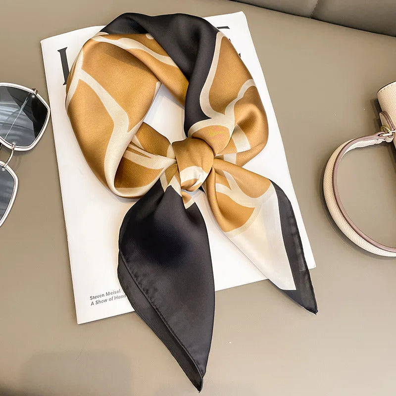 Luxury Design 70*70cm Horse Print Silk Square Scarf Women Soft Satin Hairband Neckerchief Office Hijab Headband Foulard Gift