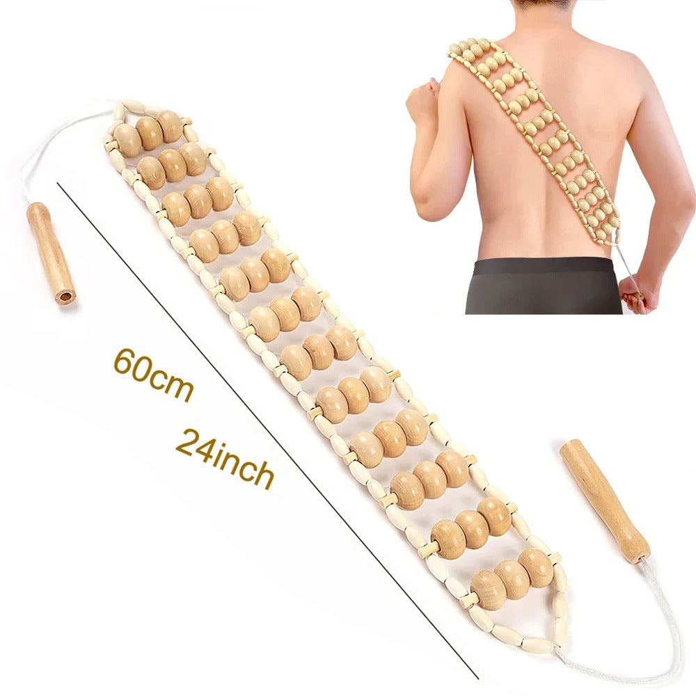 Wood Back Massage Roller Rope, Wood Therapy Cellulite Massage Tools, Self Massage Tools for Neck Leg Back Pain Relief Body Care