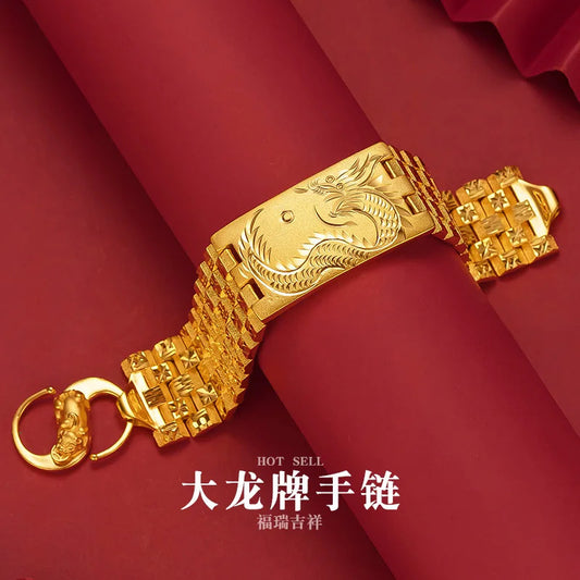9999 24K  real gold store, same style gold bracelet for men and women, powerful and exquisite jewelry