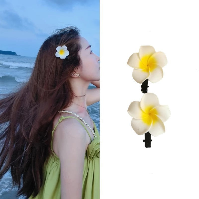 Dai People Dress up Seaside Vacation Plumeria Rubra Barrettes Travel Headdress for Taking Photos Flower Side Clip Small Size Fairy Hairpin