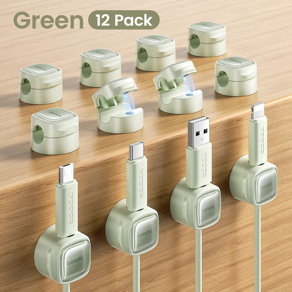 Toocki LX06 Magnetic Cable Clips Under Desk Cable Organizer Management Phone Cable Line Cleaning Magnetic WireKeeper Cord Holder
