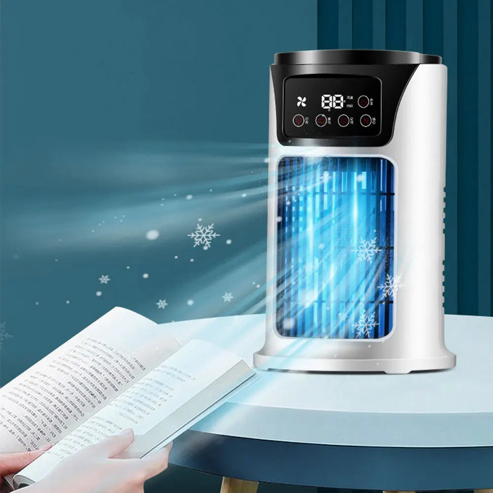 Air Conditioner Portable Fan Desktop Spray Ultrasonic Atomization 6-Speed Mute Air Cooler Night Light Electric Fan for Home