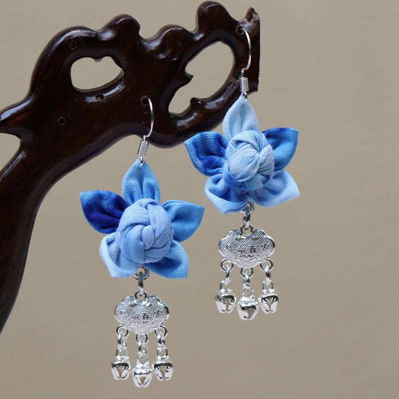 Ethnic style blue tie-dye earrings hand-woven tie-dye earrings travel companion gift