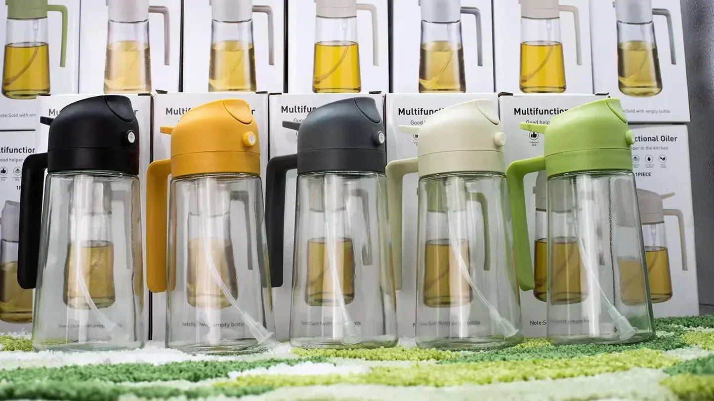 2-in-1 Dark Glass Oil Sprayer Olive Oil Dispenser Black Lightproof Oil Sprayer for Cooking Salads and Barbecues Barbecue Tools