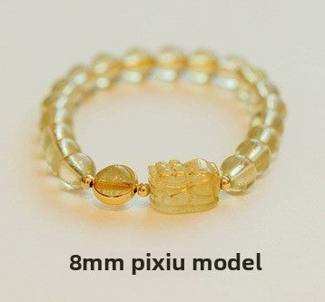Natural Citrine Bracelet Women's Bracelet Rutile Gold Rutilated Quartz Bracelet Brazil Scattered Beads Money Drawing and Luck Changing Gifts for Girlfriend