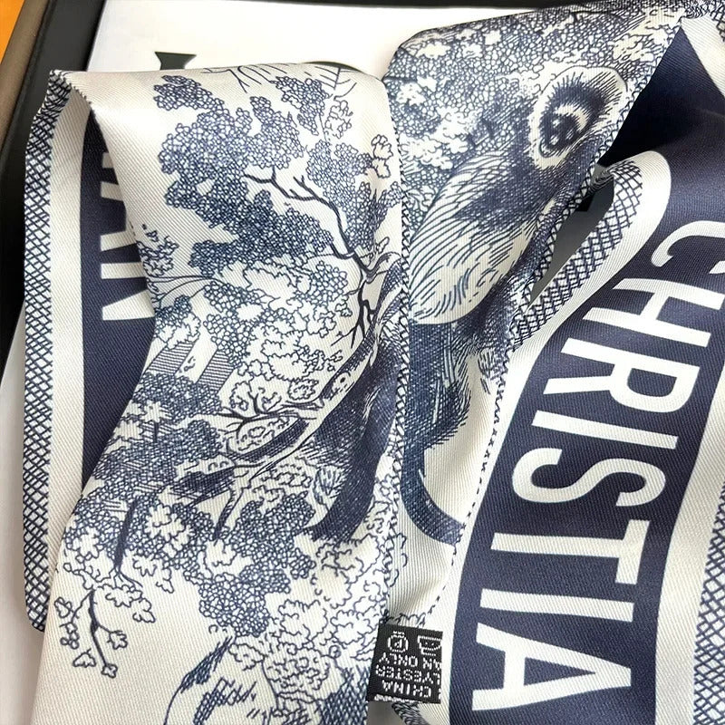 Spring high-end letter headband, tied hair ribbon, silk scarf, women's retro decoration, tied bag, ribbon accessories