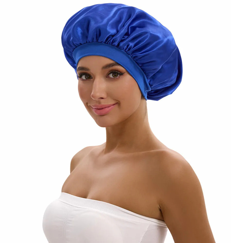 Satin Bonnet with a Wide Brim Perfect for Everyday Use During Showers.