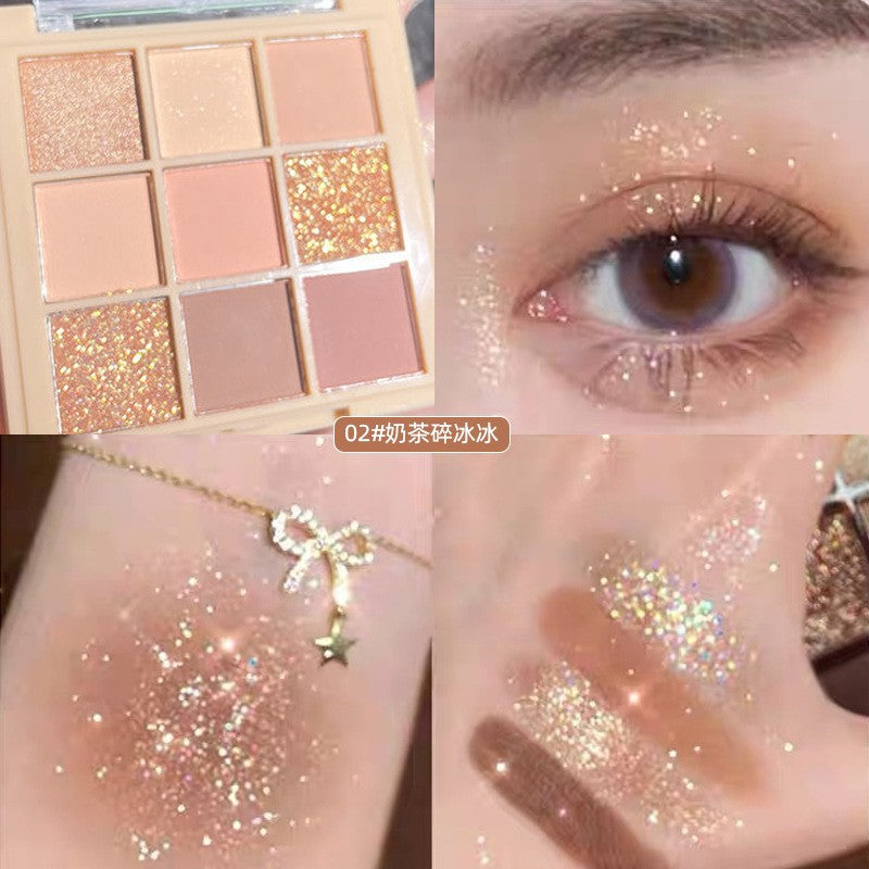 Helen Beauty Nine-Color Eye Shadow Plate Matte Shimmer Sequins Thin and Glittering Smoked Eye Shadow Plate Cross-Border Makeup Wholesale Delivery