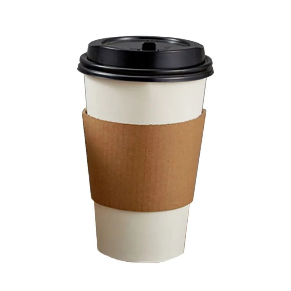 50pcs 16oz Disposable Coffee Cup Set Thickened Odorless Coffee Paper Mug Insulate Cup Sleeve with Lid Package Espresso Coffeewar