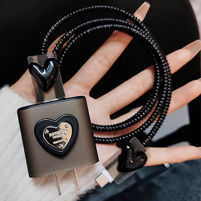 3D Pink Bow Cable Charger Protector Cover For IPhone IPad 18W 20W Original Charger 2024 New Data Line Spiral Winder Protective