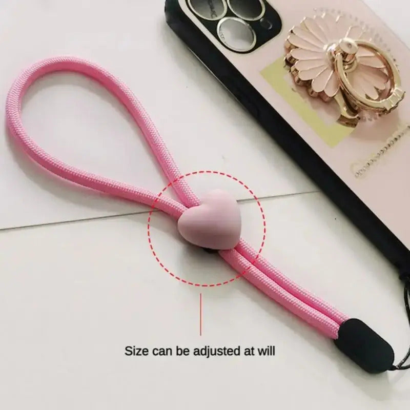 Solid Color Short Love Heart Hanging Rope Adjustable Mobile Phone Phone Strap Colorful Wrist Strap Elastic Mobile Phone Lanyard